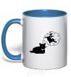 Mug with a colored handle Pole cat dream royal-blue фото