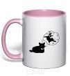 Mug with a colored handle Pole cat dream light-pink фото