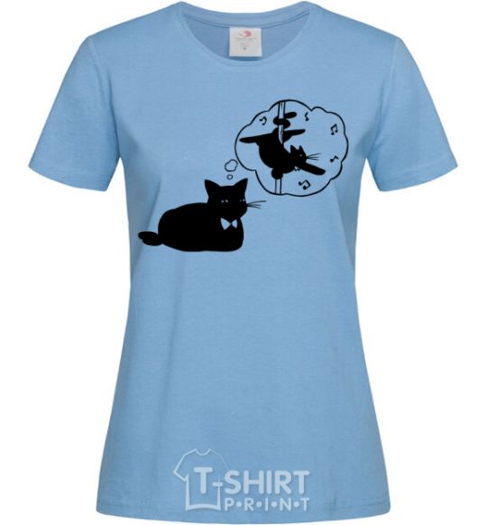 Женская футболка Pole cat dream Голубой фото