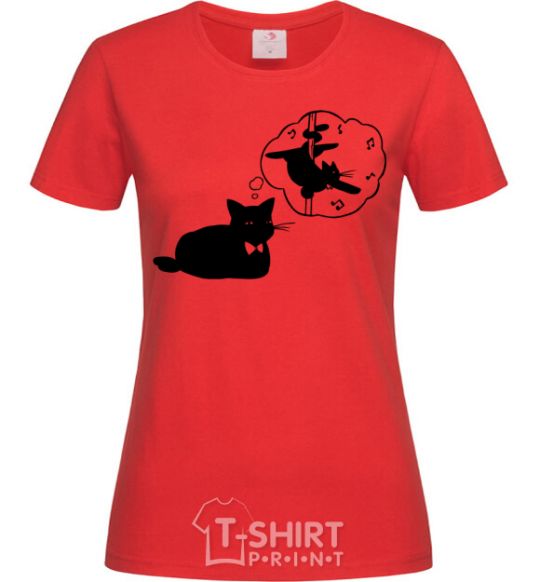 Женская футболка Pole cat dream Красный фото