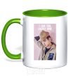 Mug with a colored handle Lucky one DO kelly-green фото