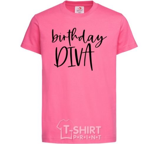 Детская футболка Birthday diva Ярко-розовый фото