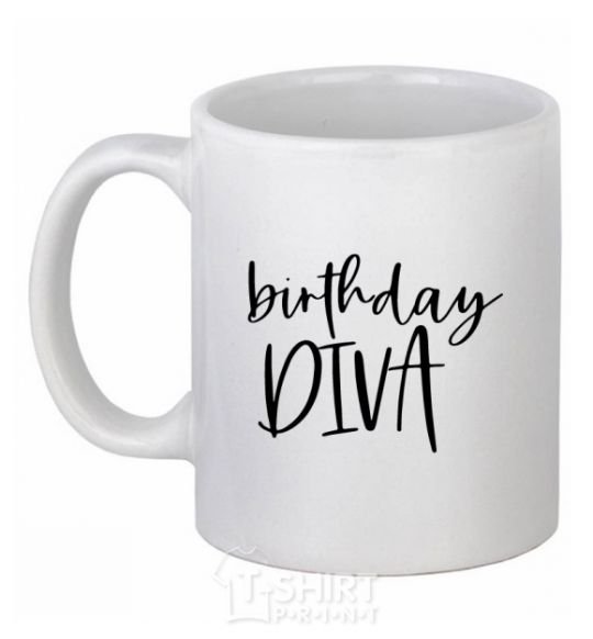 Ceramic mug Birthday diva White фото