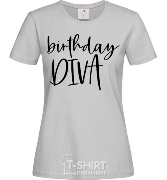 Women's T-shirt Birthday diva grey фото