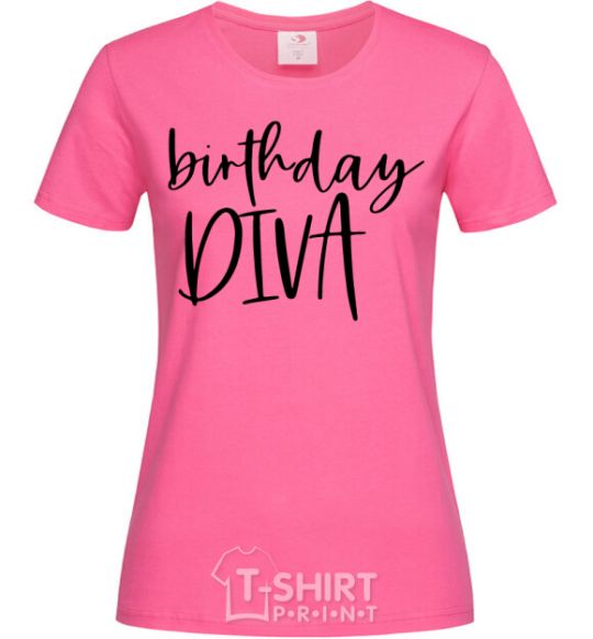 Женская футболка Birthday diva Ярко-розовый фото