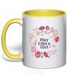 Mug with a colored handle Play like a girl yellow фото