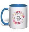 Mug with a colored handle Play like a girl royal-blue фото