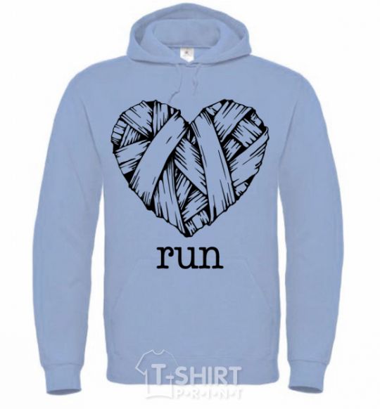 Men`s hoodie Heart run sky-blue фото