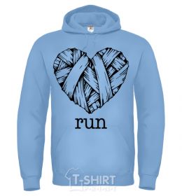 Men`s hoodie Heart run sky-blue фото