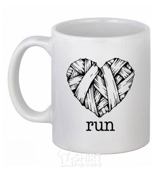 Ceramic mug Heart run White фото