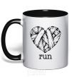 Mug with a colored handle Heart run black фото