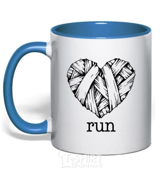 Mug with a colored handle Heart run royal-blue фото