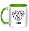 Mug with a colored handle Heart run kelly-green фото