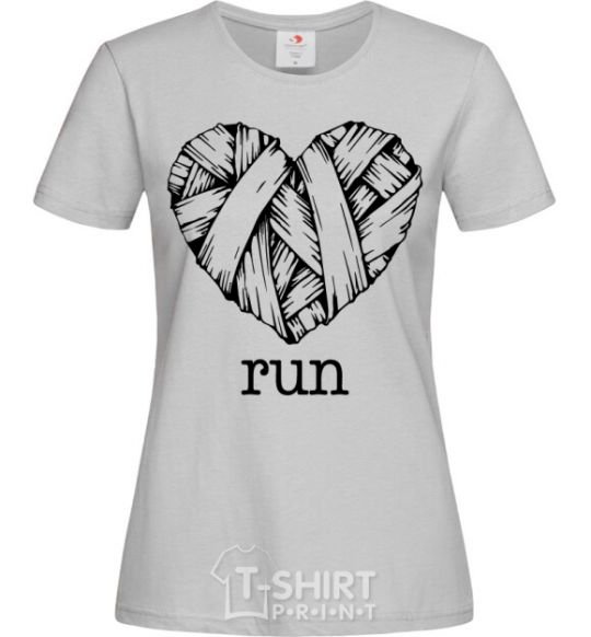 Women's T-shirt Heart run grey фото