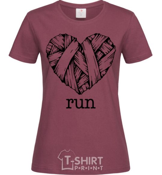 Women's T-shirt Heart run burgundy фото