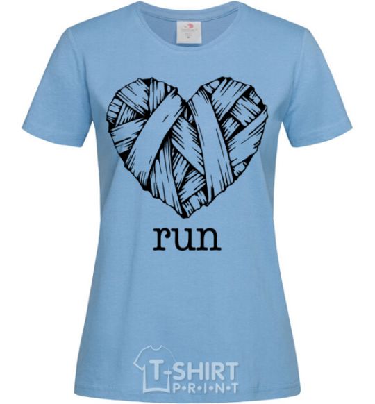 Women's T-shirt Heart run sky-blue фото