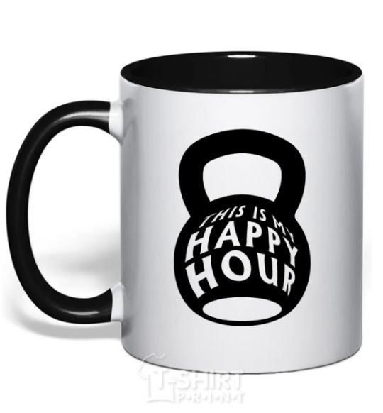 Mug with a colored handle This is my happy hour weight black фото