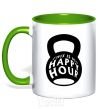 Mug with a colored handle This is my happy hour weight kelly-green фото