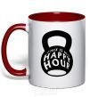 Mug with a colored handle This is my happy hour weight red фото