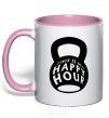 Mug with a colored handle This is my happy hour weight light-pink фото