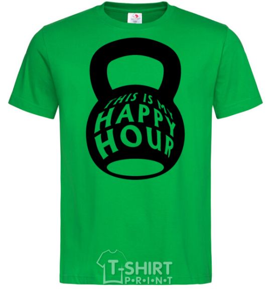 Мужская футболка This is my happy hour weight Зеленый фото