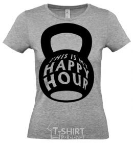 Women's T-shirt This is my happy hour weight grey фото