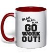 Mug with a colored handle Go work out red фото