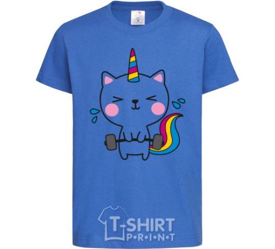Kids T-shirt Deadlift unicorn royal-blue фото