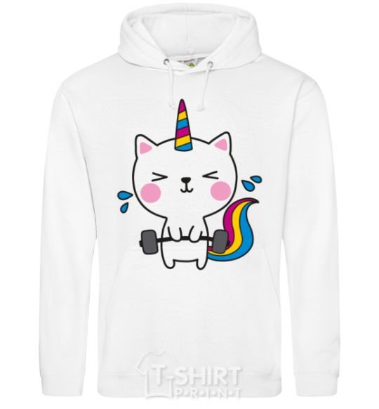 Men`s hoodie Deadlift unicorn White фото