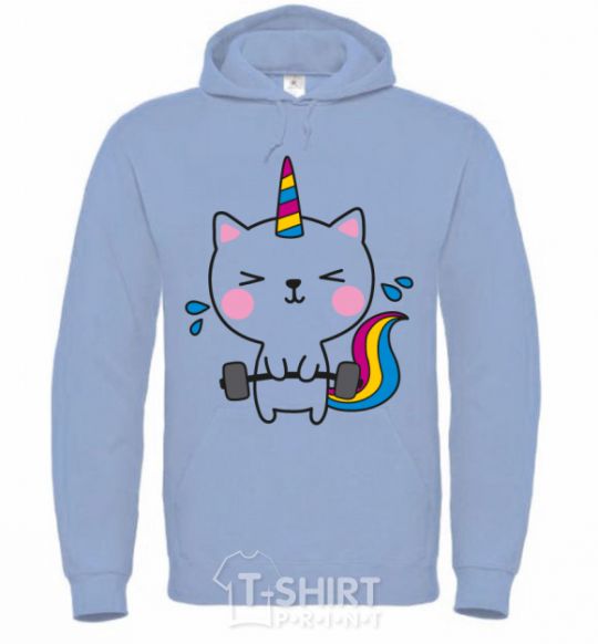 Men`s hoodie Deadlift unicorn sky-blue фото