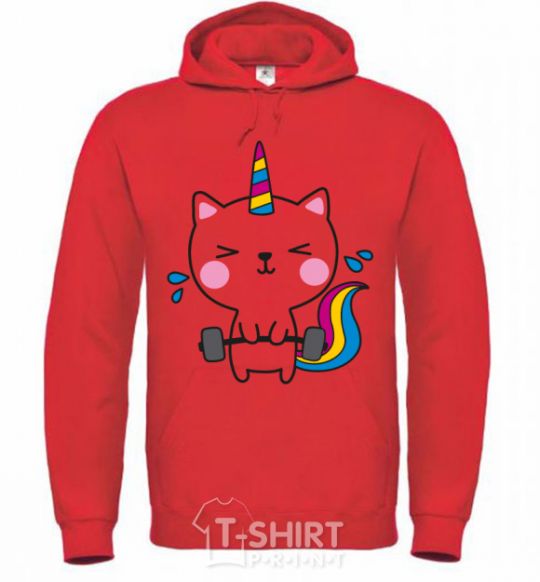 Men`s hoodie Deadlift unicorn bright-red фото