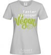 Women's T-shirt Faster stronger vegan lettering grey фото