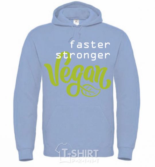 Мужская толстовка (худи) Faster stronger vegan lettering Голубой фото