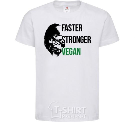 Детская футболка Faster stronger vegan gorilla Белый фото