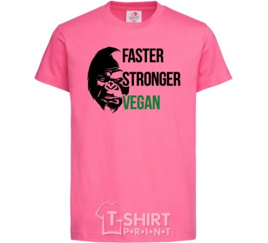 Kids T-shirt Faster stronger vegan gorilla heliconia фото