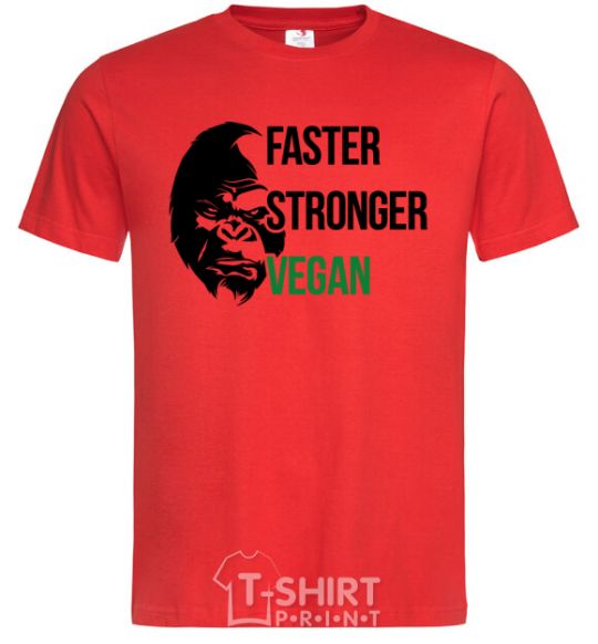 Мужская футболка Faster stronger vegan gorilla Красный фото