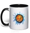 Mug with a colored handle Баскетбольный мяч брызги black фото