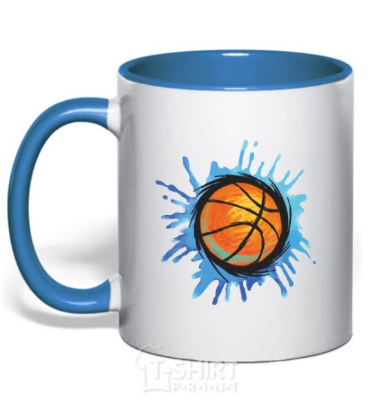 Mug with a colored handle Баскетбольный мяч брызги royal-blue фото
