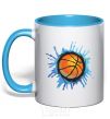 Чашка с цветной ручкой Баскетбольный мяч брызги Голубой фото
