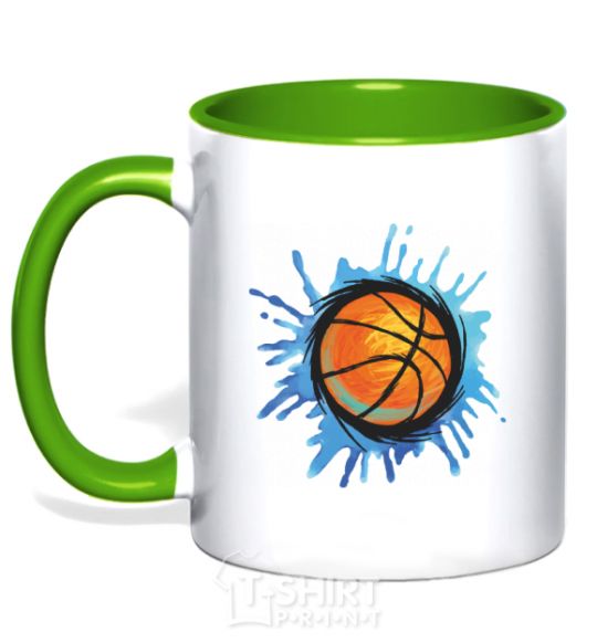 Mug with a colored handle Баскетбольный мяч брызги kelly-green фото