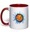 Mug with a colored handle Баскетбольный мяч брызги red фото