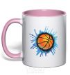 Чашка с цветной ручкой Баскетбольный мяч брызги Нежно розовый фото