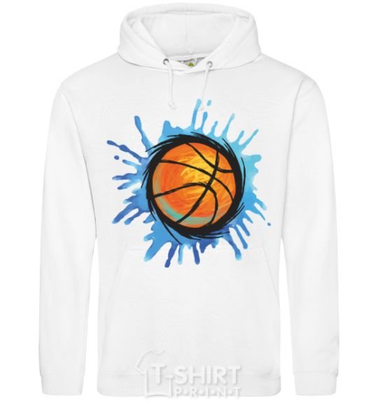 Men`s hoodie Баскетбольный мяч брызги White фото