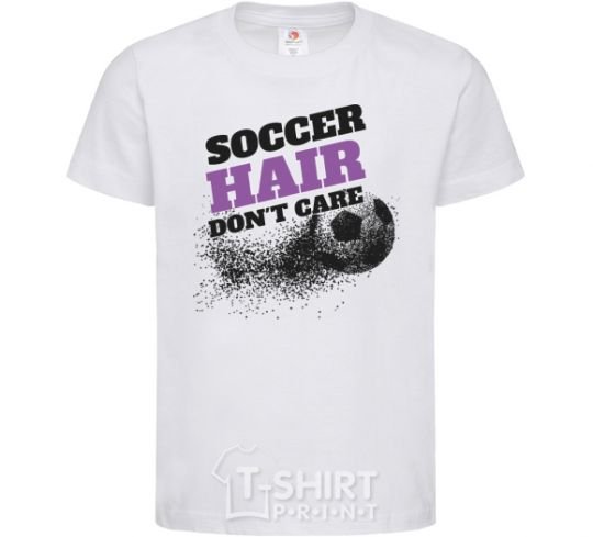 Kids T-shirt Soccer hair don't care White фото