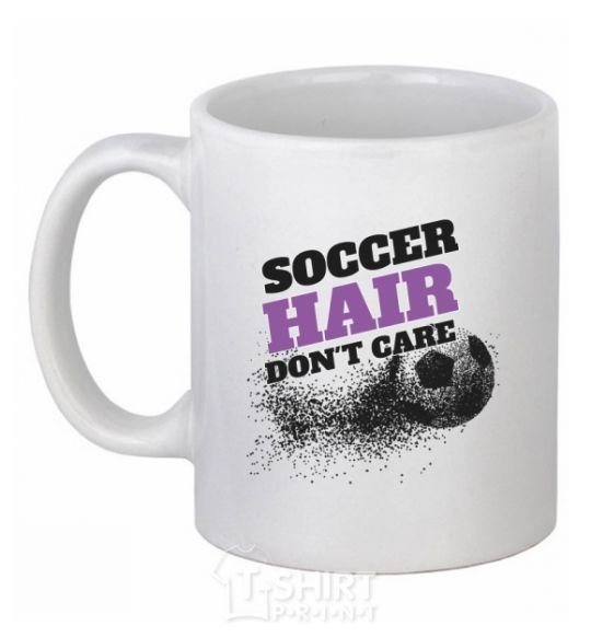 Ceramic mug Soccer hair don't care White фото