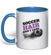 Mug with a colored handle Soccer hair don't care royal-blue фото