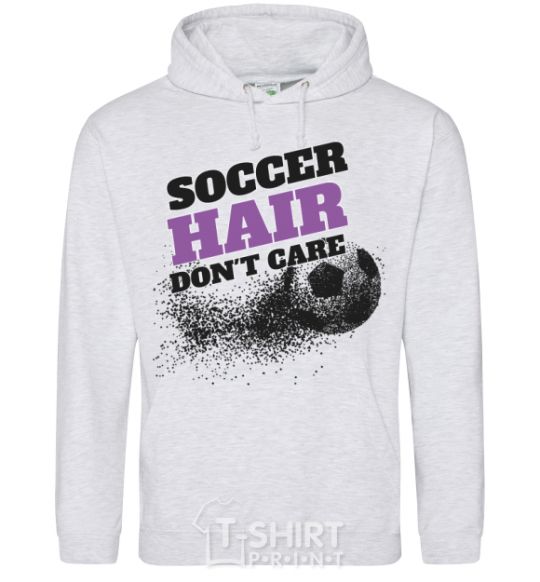Men`s hoodie Soccer hair don't care sport-grey фото