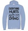 Men`s hoodie Everything hurts and i'm dying sky-blue фото