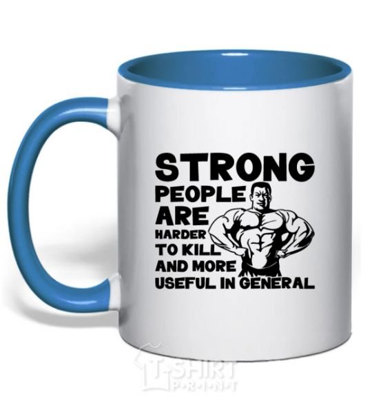 Чашка с цветной ручкой Strong people Ярко-синий фото