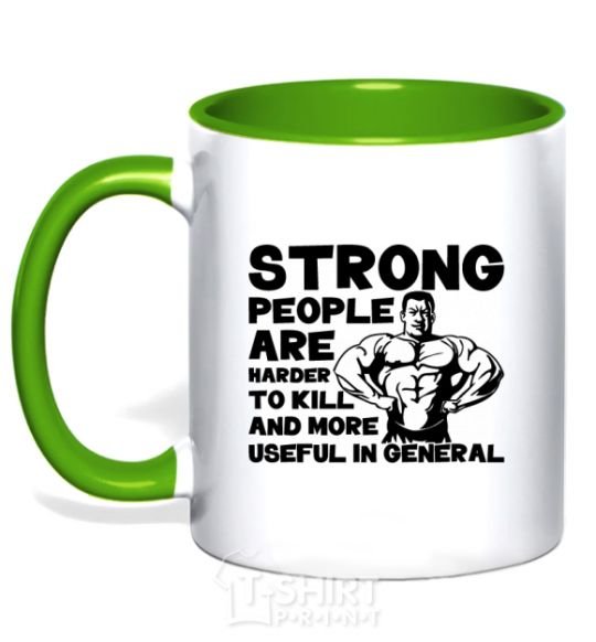 Mug with a colored handle Strong people kelly-green фото